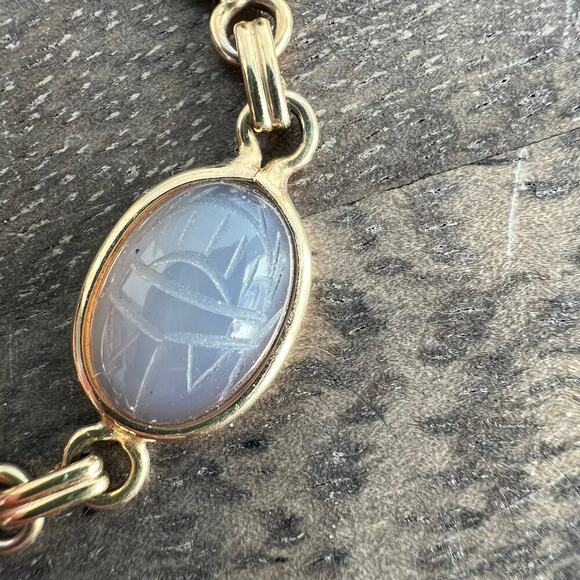 XiXi handmade multicolor stone station necklace on gold tone chain - Picture 6 of 11